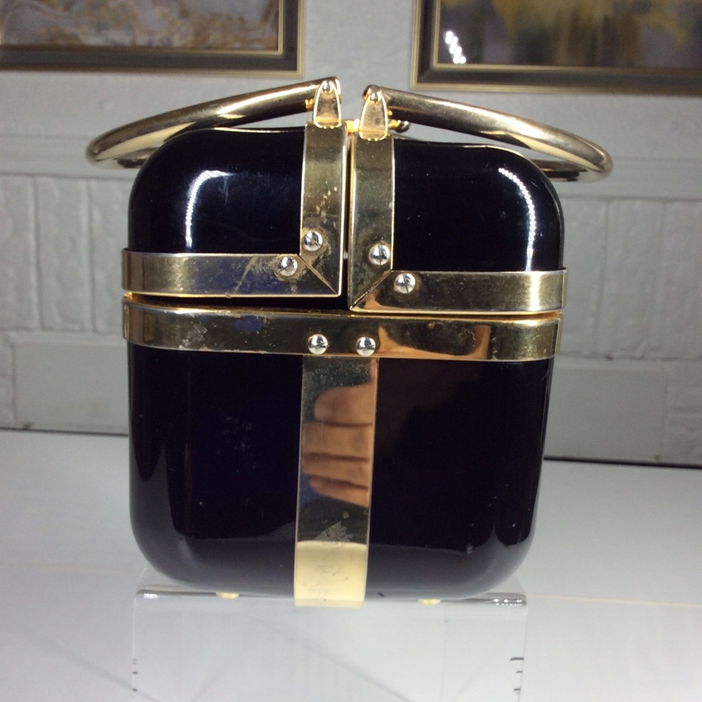 Baulotto Italian Bronze Lucite Handbag Designed Art Deco Box Purse Bag - Picture 4 of 12